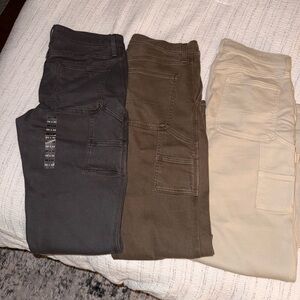 Set of Three Cargo Pants - Gray, Brown, and Cream